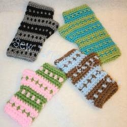 Diamonds and stripes fingerless gloves