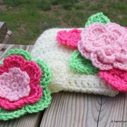 Flower headband and diaper cover set